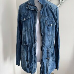 Ci Sono Faded Blue Denim Utility Jacket